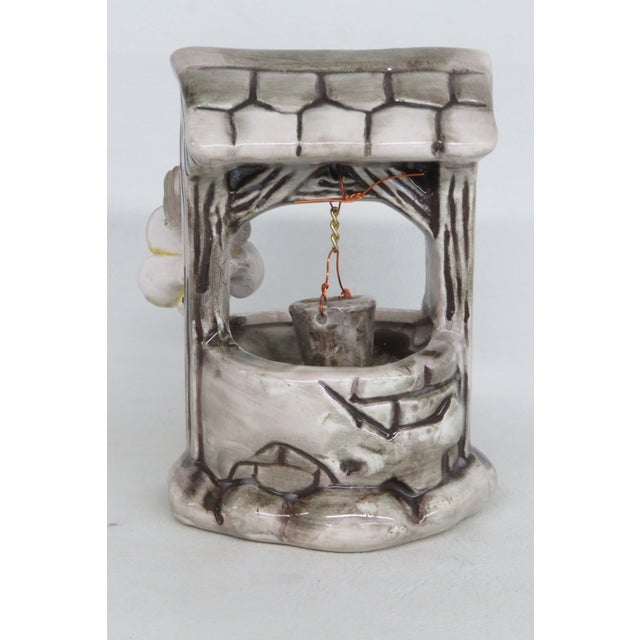 Figurative Hand Painted Porcelain Ceramic Wishing Well With Hanging Bucket Figurine 5047c For Sale - Image 3 of 15