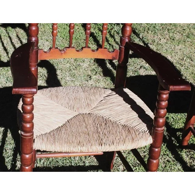 Wood Set of Vintage High Throne Armchairs with Turned Legs and Acetate Seat, 1970s For Sale - Image 7 of 12