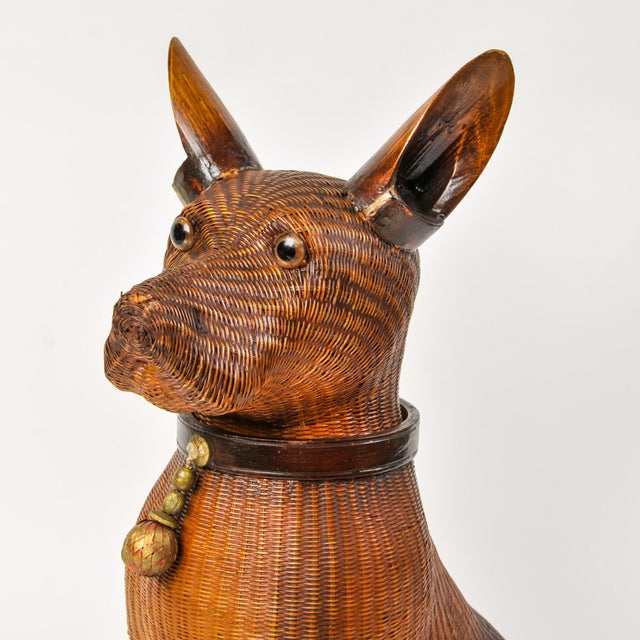 Exquisite Vintage Woven Wicker Dog Basket Shanghai Handicrafts For Sale - Image 10 of 18