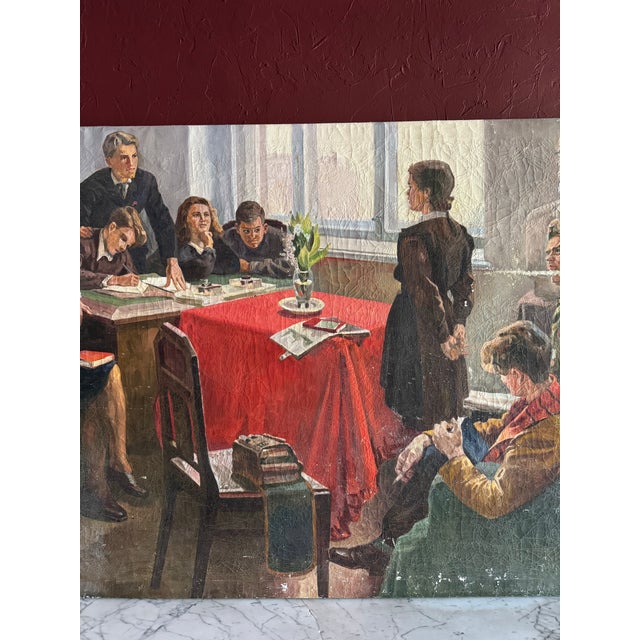 Very unique large scale original painting from the Soviet Union. Painted in the 1960s in the style of social realism....
