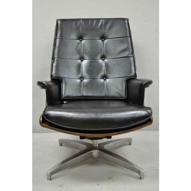 Vintage Heywood Wakefield Teak and Black Vinyl Swivel Tilt ...
