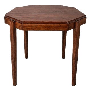 Vintage Art Deco Geometric Oak Cocktail Side Table, 1930s For Sale