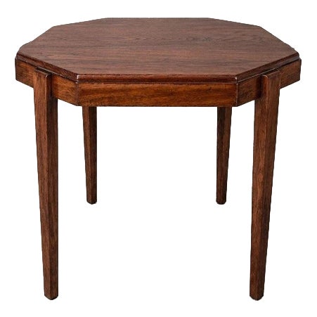 Vintage Art Deco Geometric Oak Cocktail Side Table, 1930s For Sale