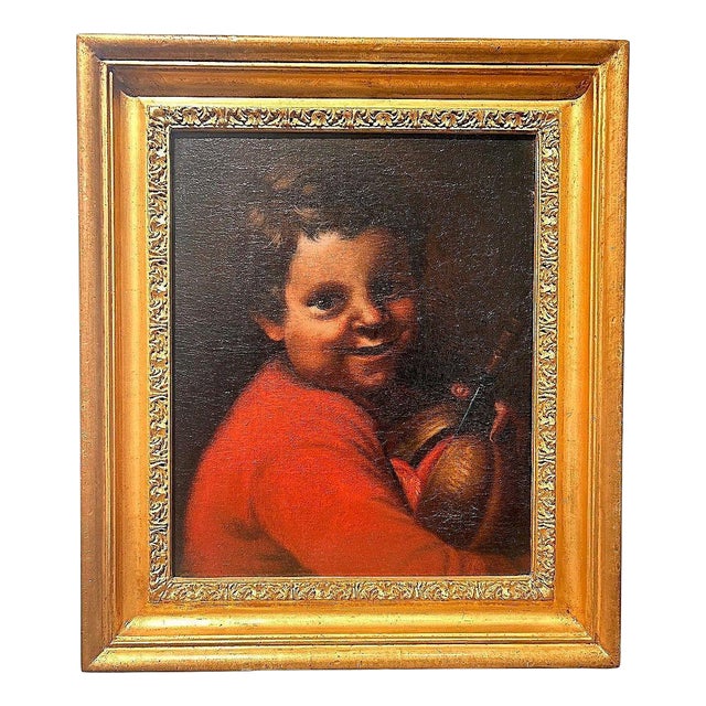 Boy with a Melon, Early 18th Century, Oil Painting on Canvas, Framed For Sale