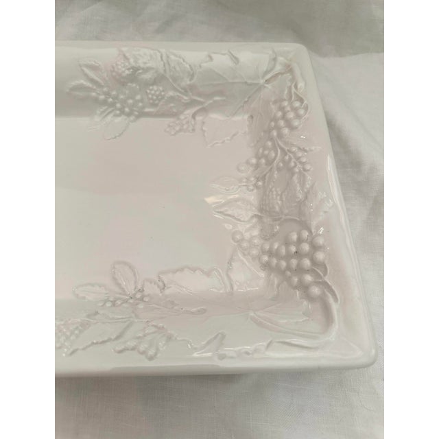 White Serving Dish with a grape motif around the boarder, perfect for the Holidays. made in Italy by Over & Back 13.25in w...