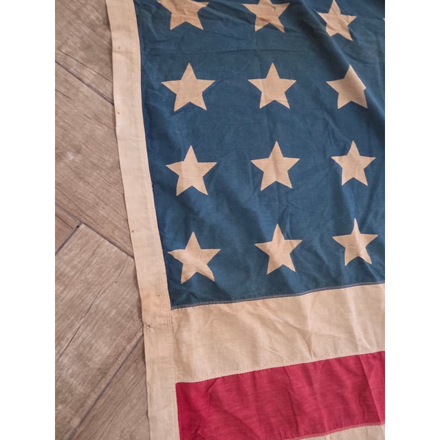 Early 20th C Cotton American Flag With Patina For Sale - Image 14 of 18