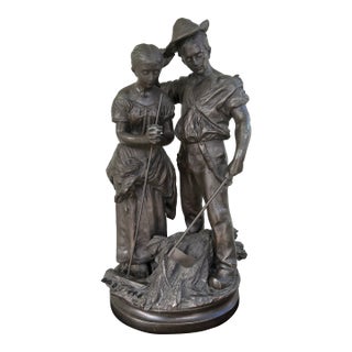 French Figural Sculpture Depicting “The Angelus” by Onnaing, Early 20th Century For Sale