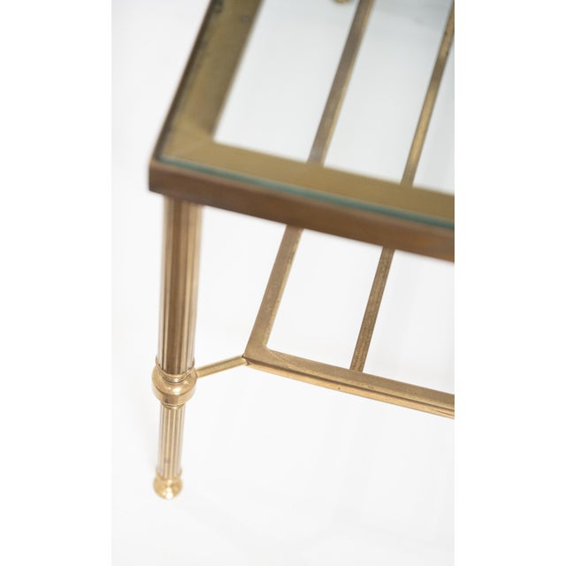 Brass French Modern Cocktail or Coffee Low Table of Brass and Glass For Sale - Image 8 of 10