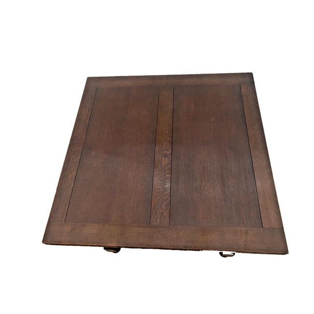 Antique Expanding Pub Kitchen Table Barley Twist Legs Quarter Sawed Dark Oak For Sale In Palm Springs - Image 6 of 12