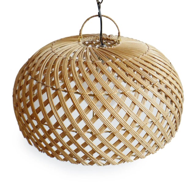 Rattan Dome Swirl Pendant Light Small For Sale - Image 4 of 7