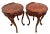 1930s Two French Side Tables, Display, Nightstands, Round Top Floral Marquetry For Sale In Palm Springs - Image 6 of 13