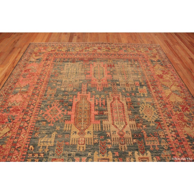 A Beautiful Happy Jewel Tone Color Tribal Geometric Animal Caucasian Design Modern Area Rug, Country of Origin: Central...