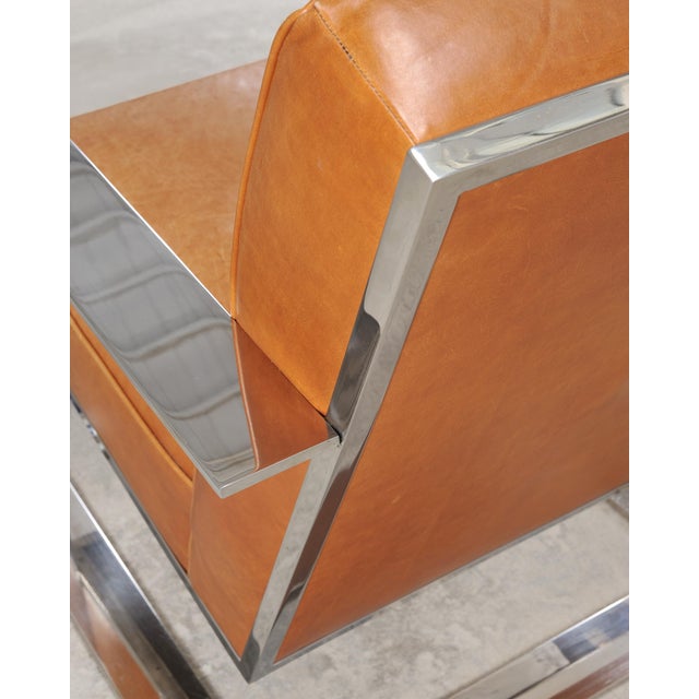 Ralph Lauren Modern Penthouse Chrome and Leather Lounge Chair For Sale - Image 14 of 18