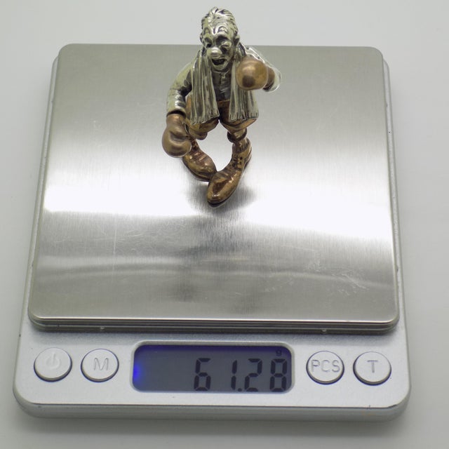 Vintage Italian Silver 800 and Brass Boxer Figurine by Angini, Tuscany, 1970s For Sale - Image 12 of 15