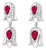 14K White Gold Ruby Diamond Tulip Dangle Earrings Elegant Estate Jewelry For Sale