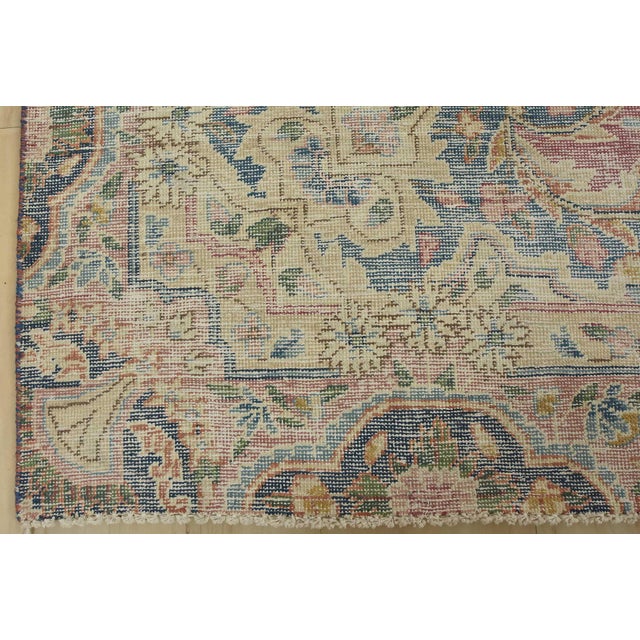 Kerman Rug 6’4” X 10’4” Pink Wool Vintage Distressed Hand-Knotted Carpet For Sale - Image 12 of 15