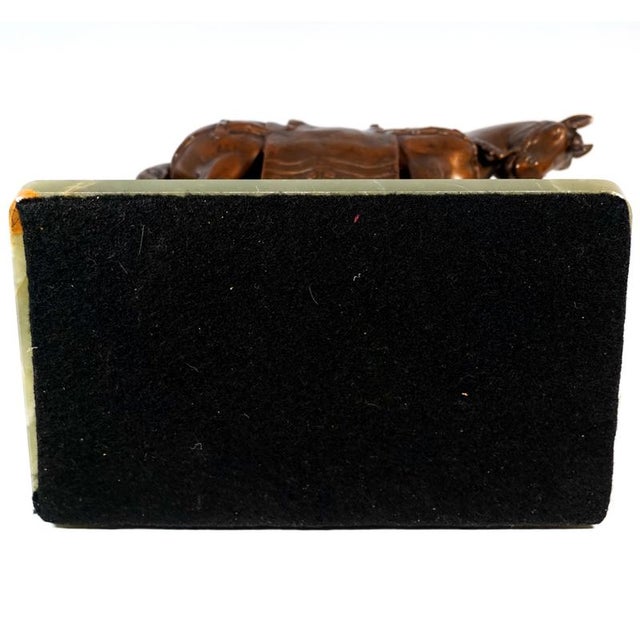 Viennese Bronze Parsifal with Horse on Onyx Base attributed to Carl Kauba, 1900s For Sale - Image 11 of 12