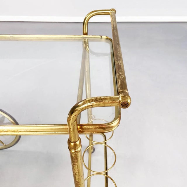 Mid-Century Italian Modern Bar Cart in Brass & Glass, 1950s For Sale - Image 11 of 18