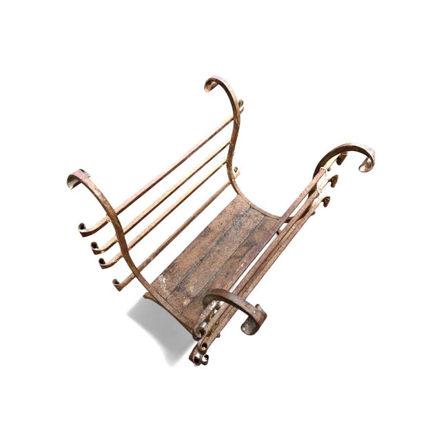 Metal Vintage Black Wrought Iron Fireplace Log Holder, 1960s For Sale - Image 7 of 12