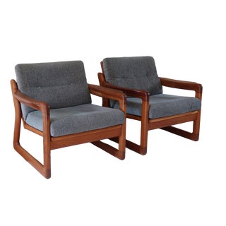 Teak Sledge-Base Lounge Chairs by Komfort, Denmark, 1960s, Set of 2 For Sale