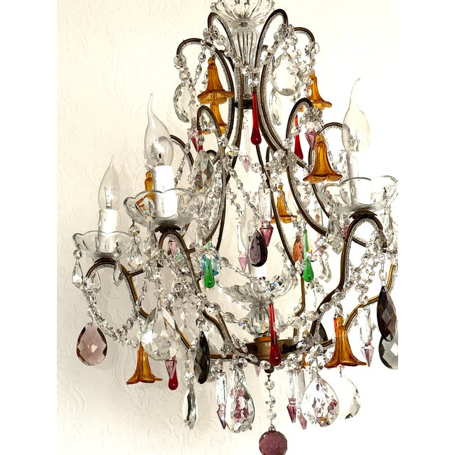 Gold-Plated Metal and Murano Glass Chandelier, 1940s For Sale - Image 18 of 18