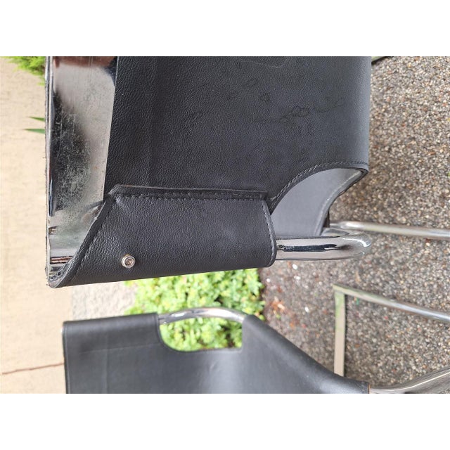 Model 920 Chairs in Chrome and Black Leather by Carlo Bartoli for T70, 1970s, Set of 6 For Sale - Image 14 of 18