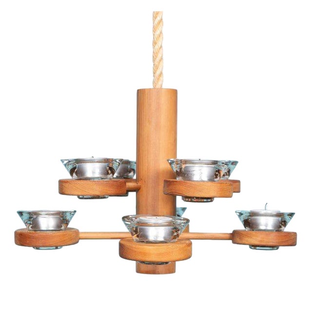 Vintage Pine Nordic Chandelier For Sale