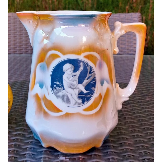 Vintage 1930s Victorian porcelain jug. In perfect condition. Handmade and hand-painted. Antique small serving jug for milk...