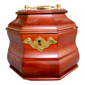 Late 20th Century Williamsburg Virginia Metalcrafters Mahogany Tea Caddy Chest