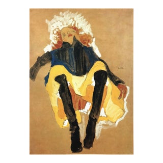 1981 Egon Schiele 5 Erotic Drawings Red Haired Girl With Legs Apart For Sale