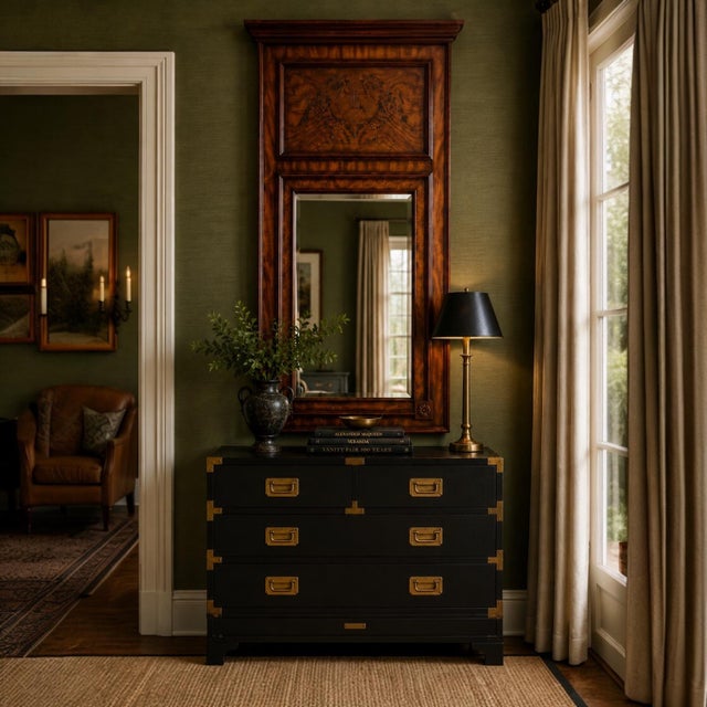 Large Scale Neo-Classical Style Burl Mahogany Trumeau Mirror For Sale In Atlanta - Image 6 of 6