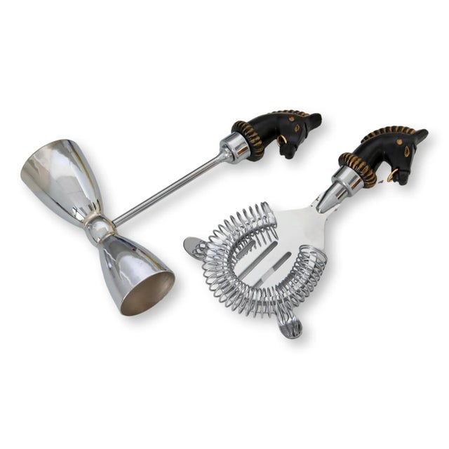 Mid-Century Modern Midcentury Horse Head Cocktail / Martini Bar Tools For Sale - Image 3 of 4