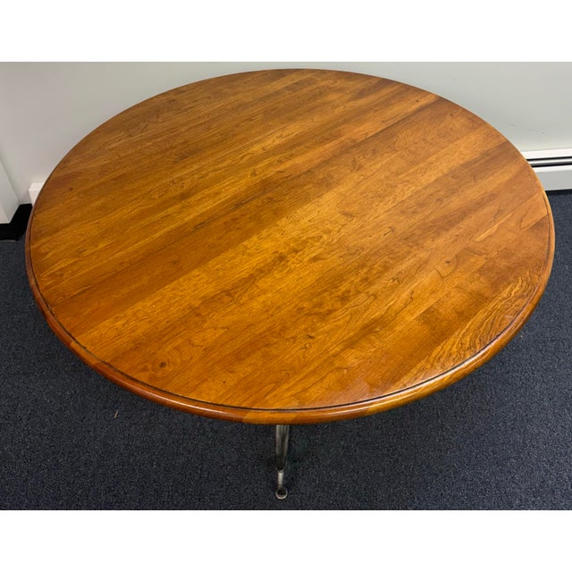 1990s Ethan Allen Maison Cherry and Wrought Iron Dining Table For Sale - Image 5 of 12