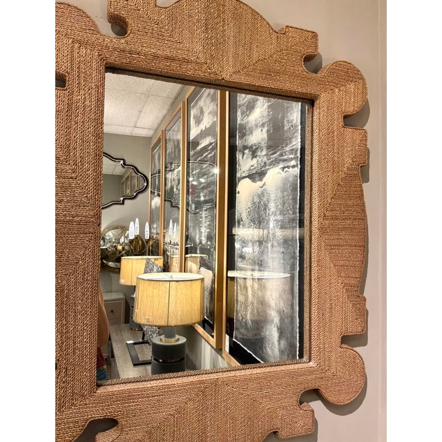 2020s Arteriors Organic Modern Abaca Wrapped Mowgli Wall Mirror For Sale - Image 5 of 9