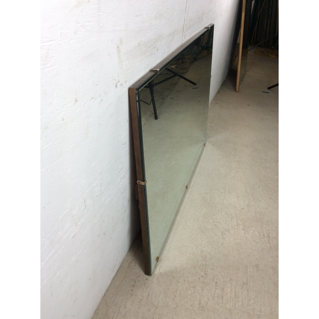 Mid Century Modern Long Rectangular Wall Mirror With Beveled Edge and Brass Accents For Sale - Image 16 of 18