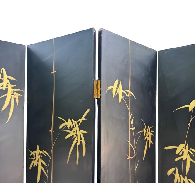 Black Large Chinese Eight-Panel Black Lacquer Folding Screen With Scholar Landscape, Circa 1925–1940 For Sale - Image 8 of 13