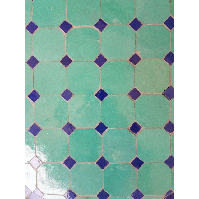 Moroccan Blue and Turquoise Mosaic Side Table For Sale - Image 4 of 6