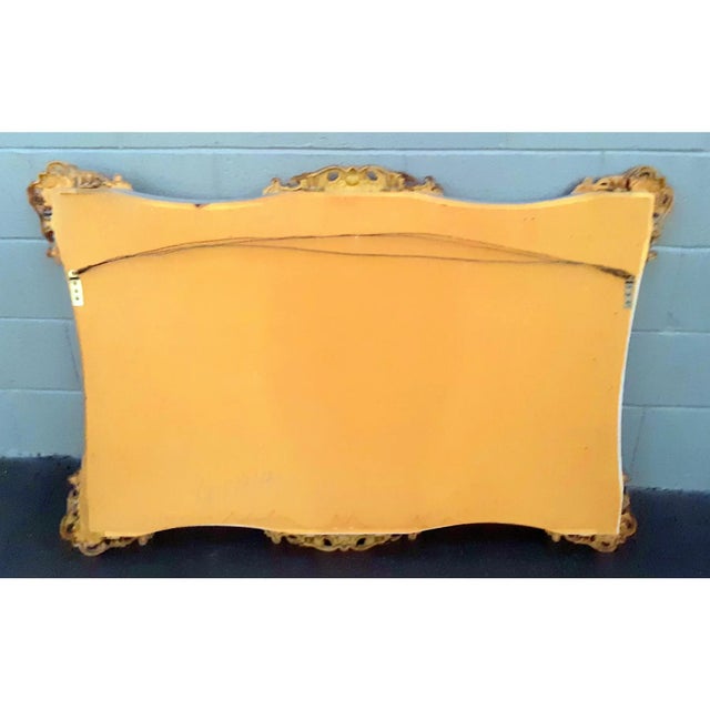Mid 20th Century Large Basset Vintage Hollywood Regency Rococo Frameless Mirror With Gilt Floral Mounts For Sale - Image 5 of 5