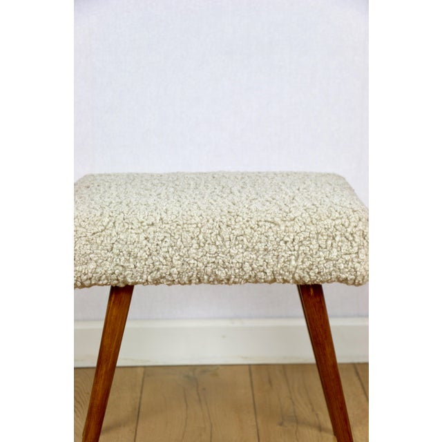 High Stool in Boucle Beige For Sale - Image 4 of 8