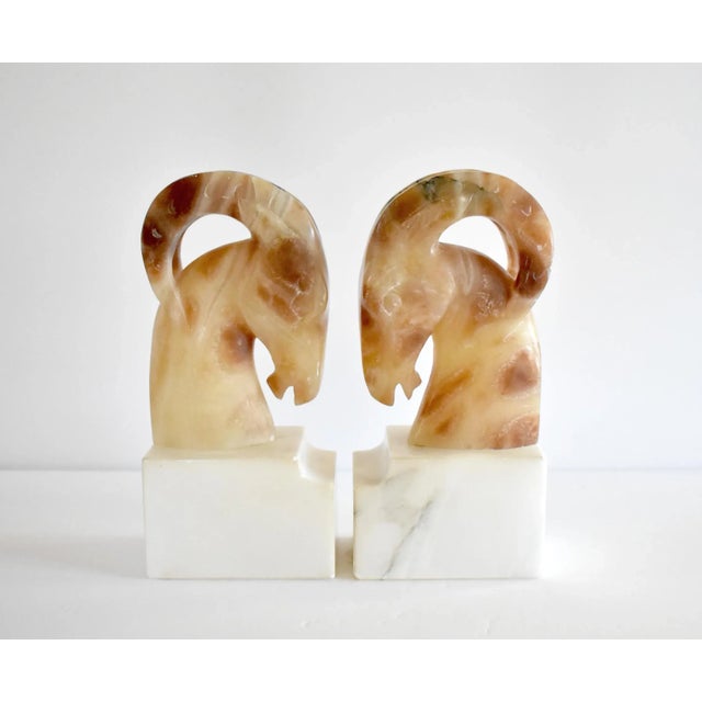 1930s Pair of Marble Ibex Bookends For Sale - Image 4 of 11