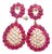 Natural Ruby & White Sapphire "Bochic" Earrings Set In 18K Gold & Silver For Sale