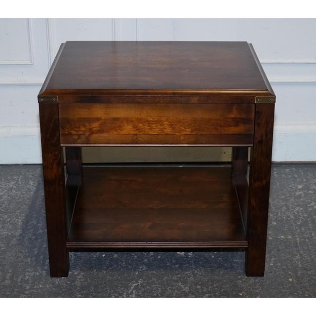 Vintage Military Campaign Mahogany and Brass Nightstand For Sale - Image 4 of 16
