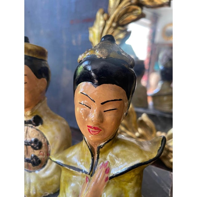 Pair of Asian 6” Chalkware Statue Busts For Sale In Chicago - Image 6 of 10