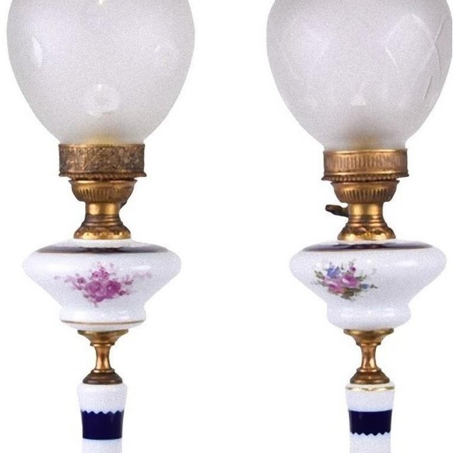 Vintage French Porcelain Lamps, Set of 2 For Sale - Image 4 of 5