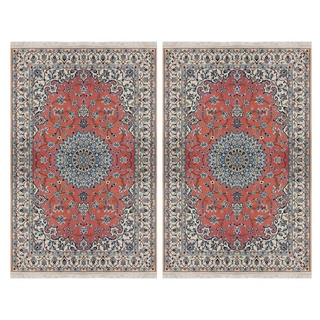 Textile Hand-Knotted Nain Rugs in Wool and Silk, Set of 2 For Sale - Image 7 of 7