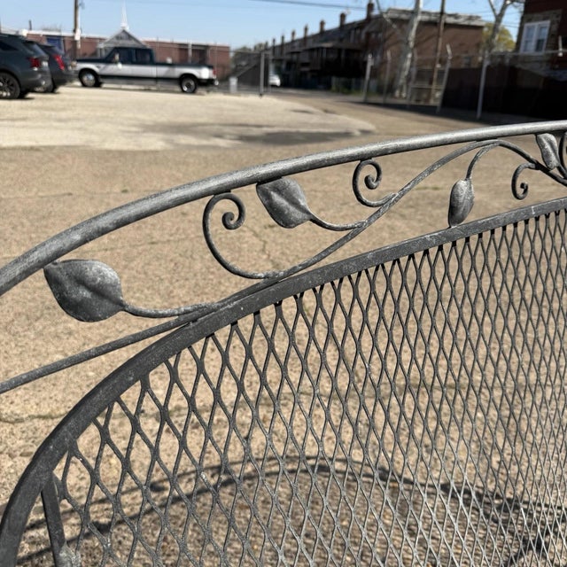Vintage Salterini Art Nouveau Wrought Iron Garden Patio Sofa Chair Set - 3 PCS For Sale - Image 17 of 18