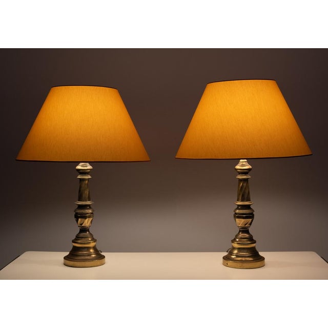 Hollywood Regency Brass Table Lamps, 1970s, Set of 2 For Sale - Image 4 of 8