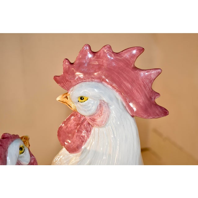 Vintage Ceramic Vietri Rooster and Hen Sculpture, Circa 1980's For Sale - Image 11 of 15