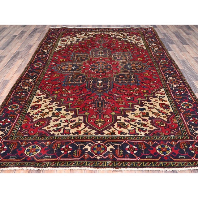 Persian 1960s Red Semi Antique Persian Heriz Rug For Sale - Image 3 of 12
