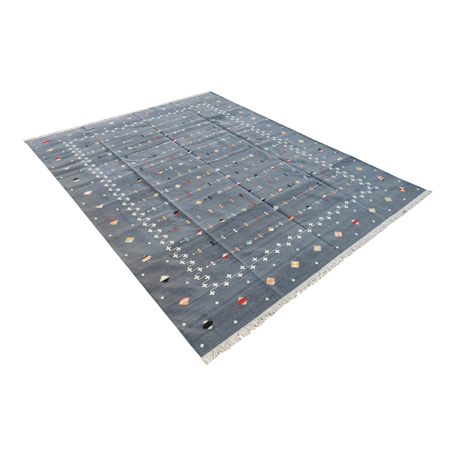 Handmade Cotton Vegetable Dyed Reversible Gray Shooting Star Rug - 6'x9 ...